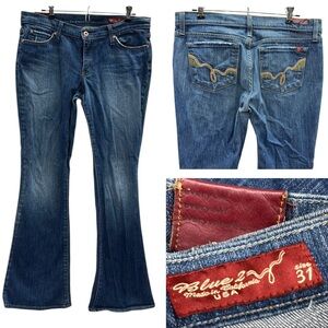 Blue 2 Vintage Made in California USA Flare Stretch Denim Blue Jeans Womens 31